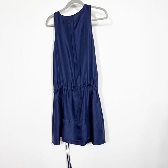 RAG & BONE Dress Navy Blue Drop Waist Silk Midi Sleeveless Womens XS - Picture 8 of 12